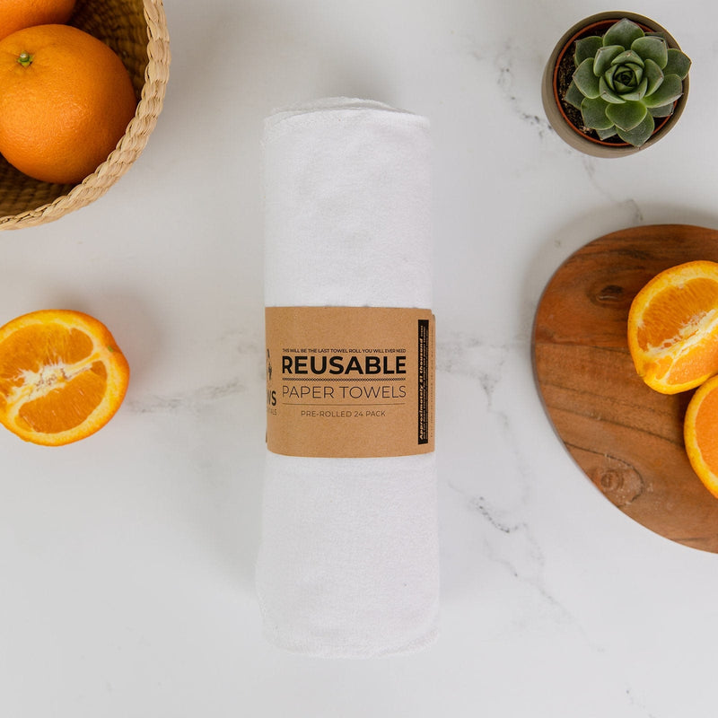 ZeroWasteStore.com Reusable Paper Towels Reusable Paper Towels Light Gray 12 Pack / Earth Tones,12 Pack / Lemons,12 Pack / Greys,12 Pack / White,24 Pack (Pre-rolled) / Earth Tones,24 Pack (Pre-rolled) / Lemons,24 Pack (Pre-rolled) / Greys,24 Pack (Pre-rolled) / White