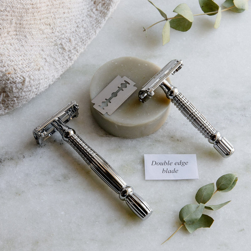 ZeroWasteStore.com Zero Waste Safety Razor - Sustainable Razor - Single Blade, 10 Free Blades Razors & Razor Blades Gray Short Handle,Long Handle