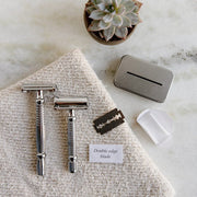 ZeroWasteStore.com Zero Waste Safety Razor - Sustainable Razor - Single Blade, 10 Free Blades Razors & Razor Blades Gray Short Handle,Long Handle