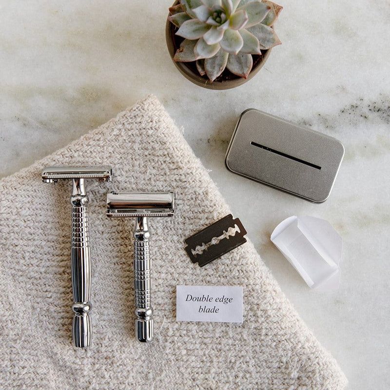 ZeroWasteStore.com Zero Waste Safety Razor - Sustainable Razor - Single Blade, 10 Free Blades Razors & Razor Blades Gray Short Handle,Long Handle