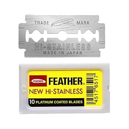 Feather Feather New Hi-Stainless Platinum Coated Double Edge Blades - 10 Blades Shaving Blades Light Gray