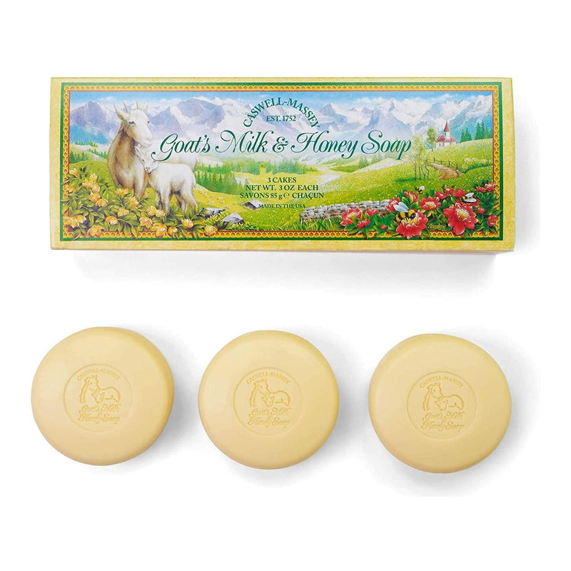 Caswell Massey Caswell-Massey Bath Soap Box of Three 5.8 oz Each Bar Collection Bar Soap Light Gray Goat's Milk & Honey