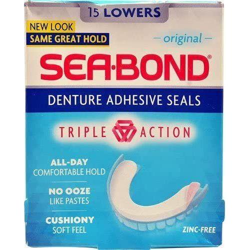 Sea Bond Sea-Bond Triple Action Lower Denture Adhesive Seals Original 15 Ct Denture Care Steel Blue
