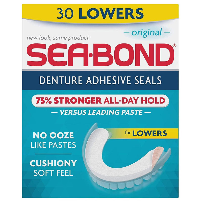 Sea Bond Sea Bond Triple Action Lower Denture Adhesive Seals Original 30 Ct Denture Adhesive Light Gray