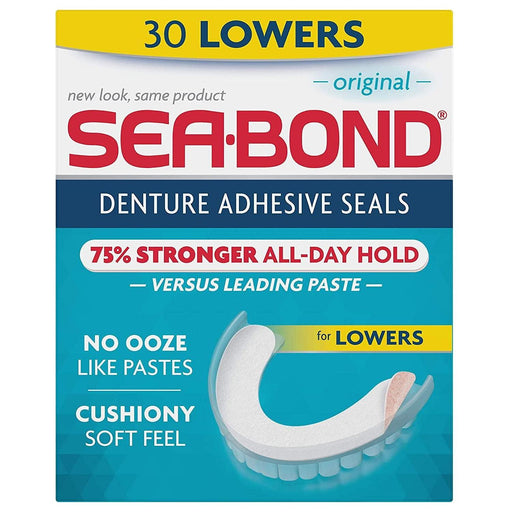 Sea Bond Sea Bond Triple Action Lower Denture Adhesive Seals Original 30 Ct Denture Adhesive Light Gray