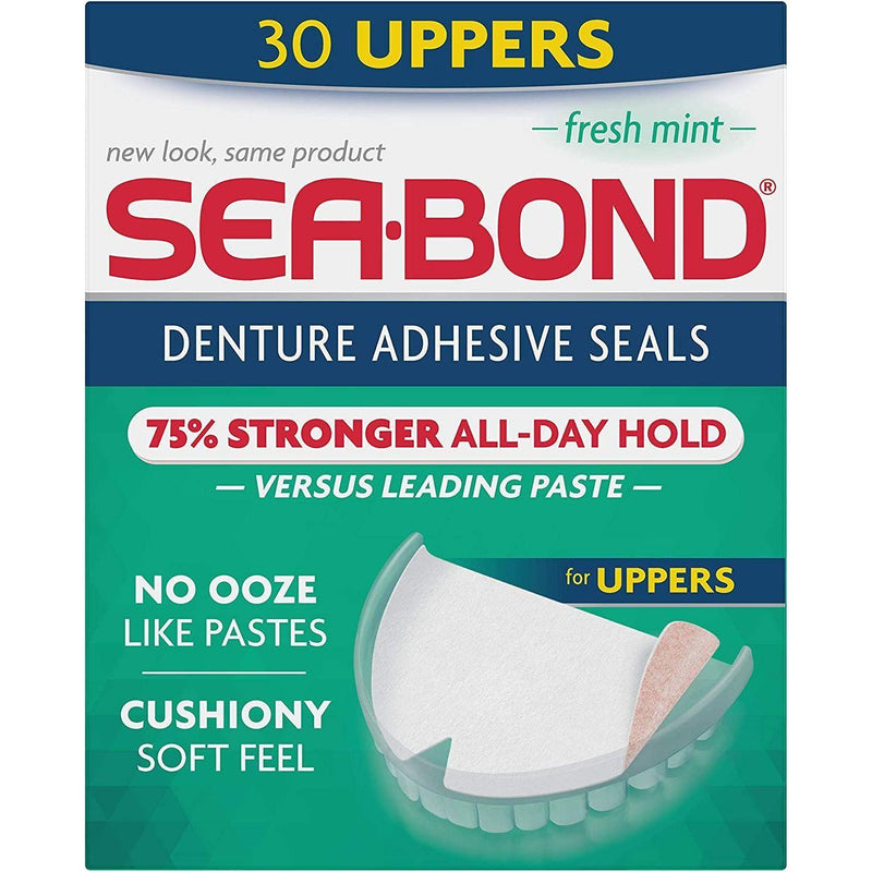 Sea Bond Seabond Uppers Fresh Mint Denture Adhesive Wafers 30 Ct Denture Care Dark Cyan
