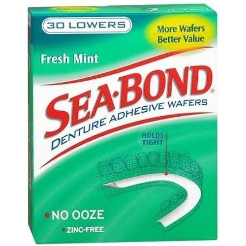 Sea Bond Sea-Bond Denture Adhesive Wafers Lowers Fresh Mint 30 Ct Denture Care Wheat