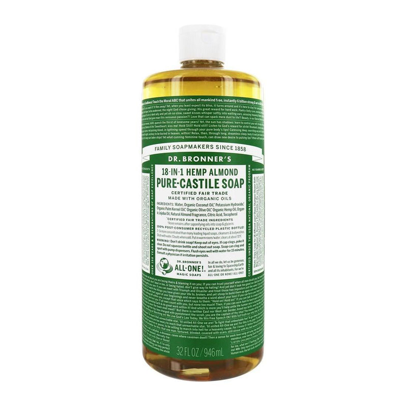 Dr. Bronner's Dr. Bronner's Organic Pure Castile Liquid Soap Hemp Almond 32 fl oz Liquid Soap Dark Olive Green