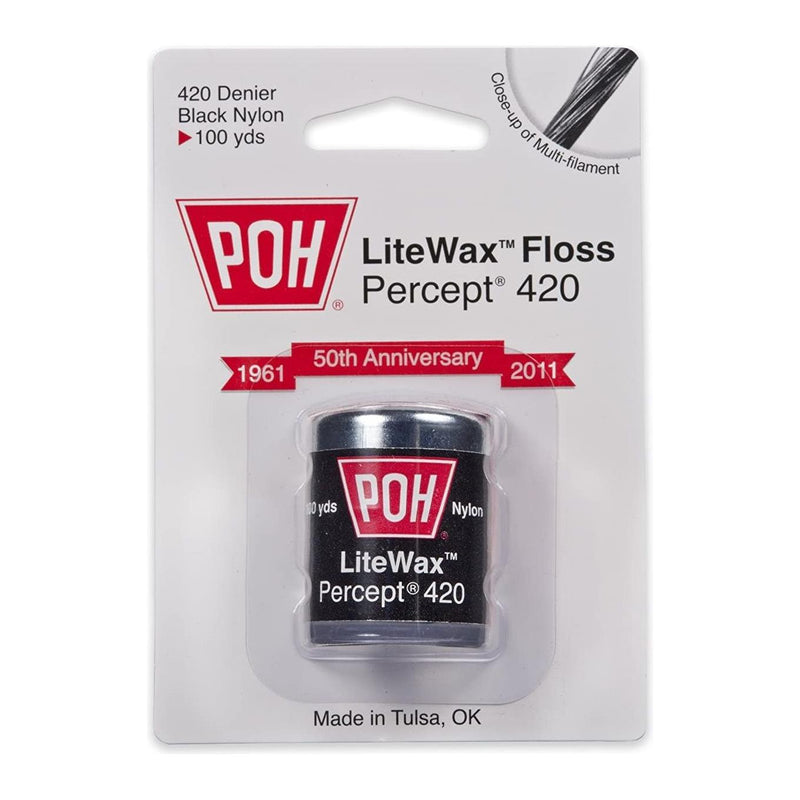 POH POH Dental Floss Percept 420 Black LiteWax 100 Yard Dental Floss Light Gray