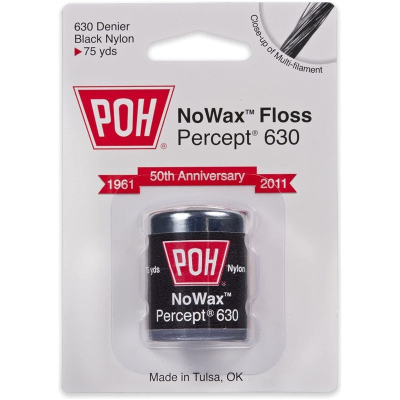 POH POH Black No Wax Percept Dental Floss Thicker Nylon 75 Yards Dental Floss Light Gray