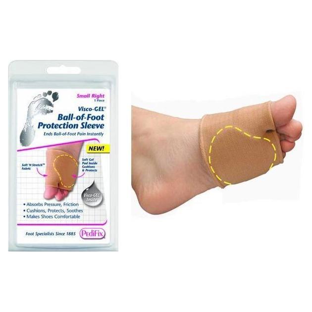 PediFix PediFix Visco-Gel Ball of Foot Protection Sleeve - Large Left Foot Protection Sleeve Light Gray