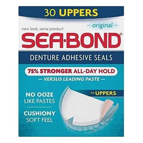 Sea Bond Sea Bond Uppers Original Denture Adhesive Wafers 30 Uppers Denture Care Light Gray
