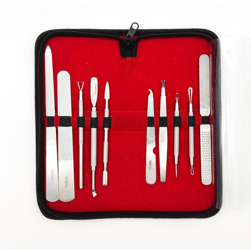Dural Dural  Manicure/ Pedicure/Facial Complete Kit with Leather Case Stainless Steel (Grade A+) Manicure/Pedicure/Facial Kit Firebrick