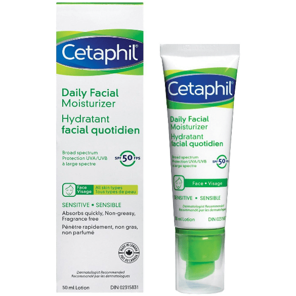 Cetaphil Cetaphil Daily Facial Moisturizer for All Skin Types SPF 50  1.7oz Face Moisturizers Sea Green