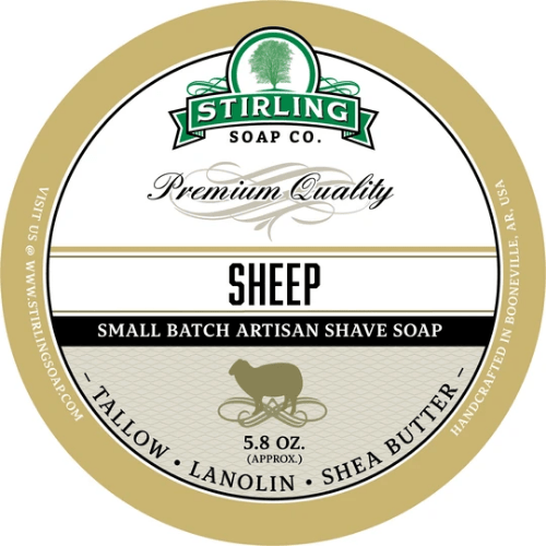Stirling Soap Co Stirling Soap Co. Sheep Soap (Unscented) Shave Soap Jar 5.8 oz Shave Soap Tan