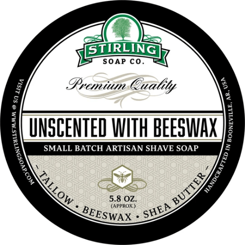 Stirling Soap Co Stirling Soap Co. Unscented w/ Beeswax Shave Soap Jar 5.8 oz Shave Soap Black