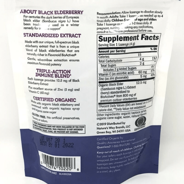 Nature's Way Nature's Way Sambucus Elderberry Zinc Lozenges Original Flavor 24ct Dietary Supplements Dark Slate Gray
