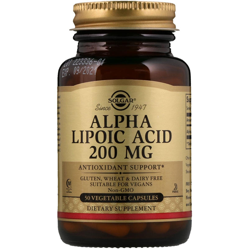 SOLGAR Solgar Alpha Lipoic Acid 200mg 50 Vegetable Capsules Dietary Supplements Dark Khaki