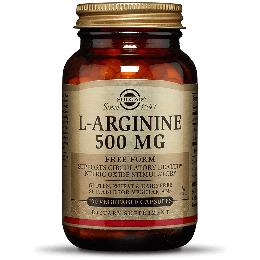 SOLGAR Solgar L-Arginine 500mg 100 Vegetable Capsules Dietary Supplements Rosy Brown