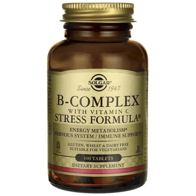 SOLGAR Solgar B-Complex with Vitamin C Stress Formula 100 Tablets Vitamins & Supplements Dark Olive Green