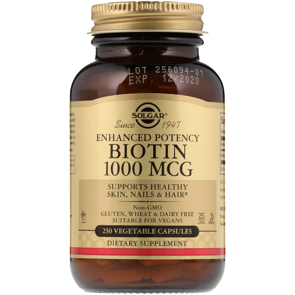 SOLGAR Solgar Biotin 1000mcg 250 Vegetable Capsules Vitamin Supplement Tan