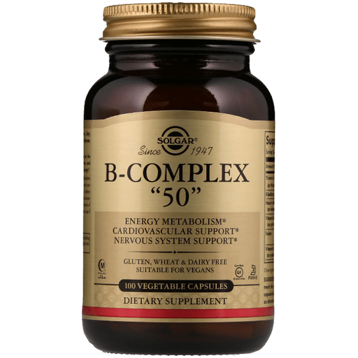 SOLGAR Solgar B-Complex "50" 100 Vegetable Capsules Vitamin Supplements Dark Khaki
