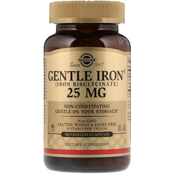 SOLGAR Solgar Gentle Iron 25 mg 180 Vegetable Capsules Dietary Supplements Rosy Brown
