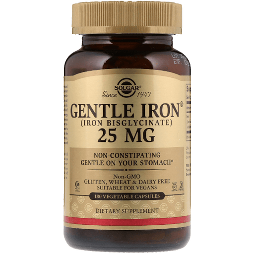 SOLGAR Solgar Gentle Iron 25 mg 180 Vegetable Capsules Dietary Supplements Rosy Brown