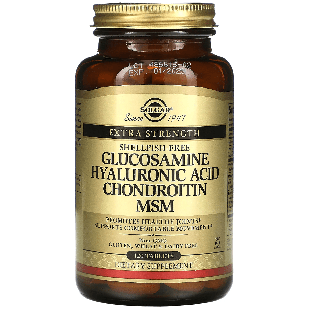 SOLGAR Solgar Glucosamine Hyaluronic Acid Chondroitin MSM 120 Tablets Dietary Supplements Tan