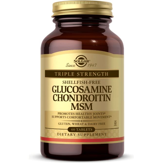 SOLGAR Solgar Extra Strength Glucosamine Chondroitin MSM Shellfish Free 60 Tablets Dietary Supplements Rosy Brown