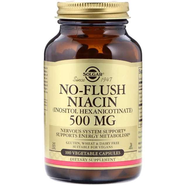SOLGAR Solgar No-Flush Niacin 500 mg 100 Vegetarian Capsules Vitamins & Supplements Tan