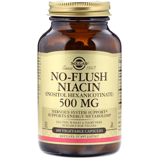 SOLGAR Solgar No-Flush Niacin 500 mg 100 Vegetarian Capsules Vitamins & Supplements Tan