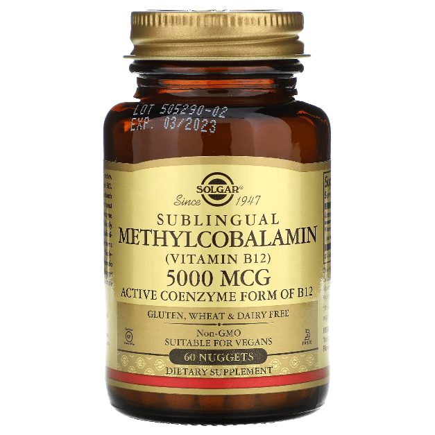 SOLGAR Solgar Methylcobalamin (Vitamin B12) 5000 mcg 60 Nuggets Vitamins & Supplements Tan