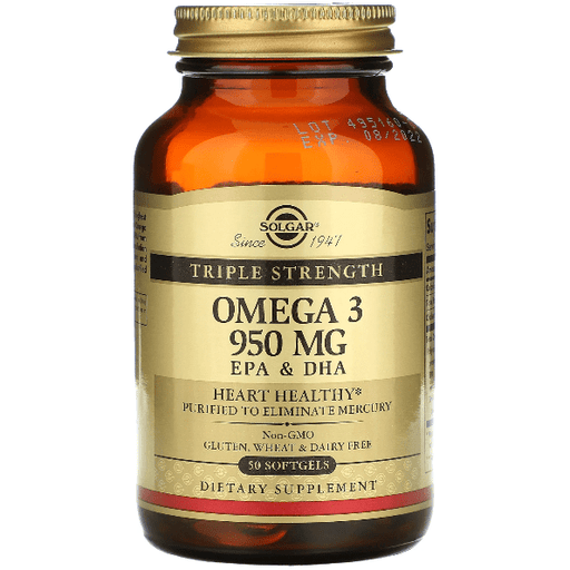 SOLGAR Solgar Triple Strength Omega-3 950 mg 50 Softgels Dietary Supplements Tan