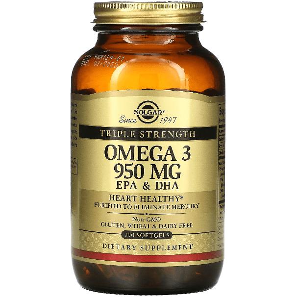 SOLGAR Solgar Triple Strength Omega-3 950mg 100 Softgels Dietary Supplements Dark Khaki
