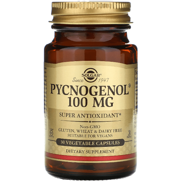 SOLGAR Solgar Pycnogenol 100 mg 30 Vegetable Capsules Dietary Supplements Tan