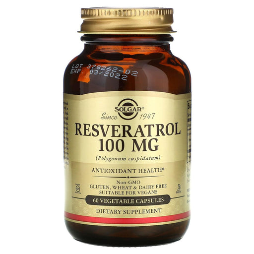 SOLGAR Solgar Resveratrol 100mg 60 Vegetable Capsules Vitamins & Supplements Tan