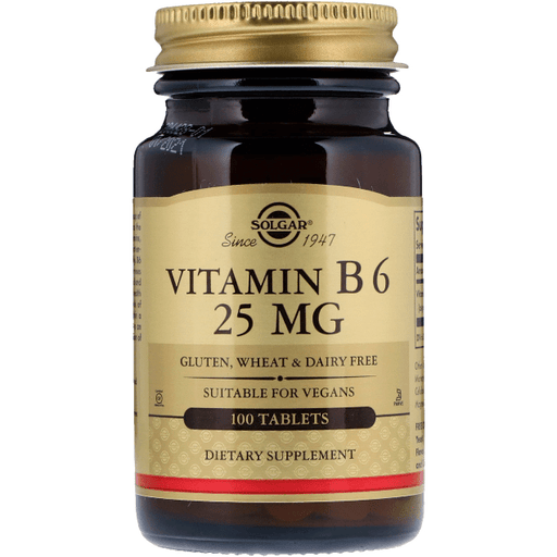 SOLGAR Solgar Vitamin B6 25 mg 100 Tablets Vitamin B6 Tablets Dark Khaki