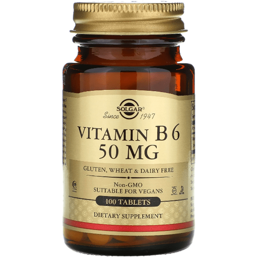 SOLGAR Solgar Vitamin B6 50mg 100 Tablets Vitamin B6 Supplement Tan