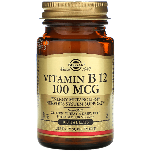 SOLGAR Solgar Vitamin B12 100mcg 100 Tablets Vitamin B12 Supplement Dark Khaki