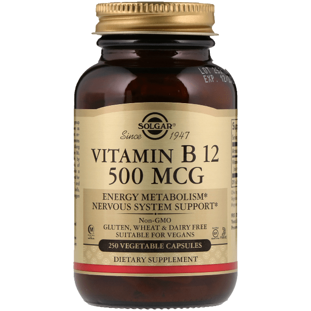 SOLGAR Solgar Vitamin B12 500 mcg 250 Vegetable Capsules Vitamins & Supplements Dark Khaki