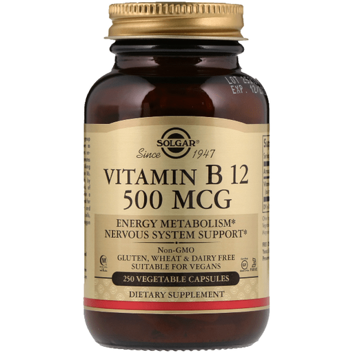 SOLGAR Solgar Vitamin B12 500 mcg 250 Vegetable Capsules Vitamins & Supplements Dark Khaki
