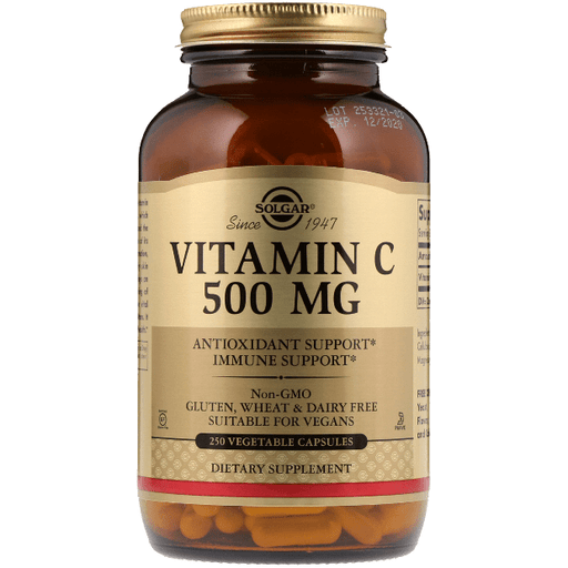 SOLGAR Solgar Vitamin C 500mg 250 Vegetable Capsules Vitamin Supplement Rosy Brown