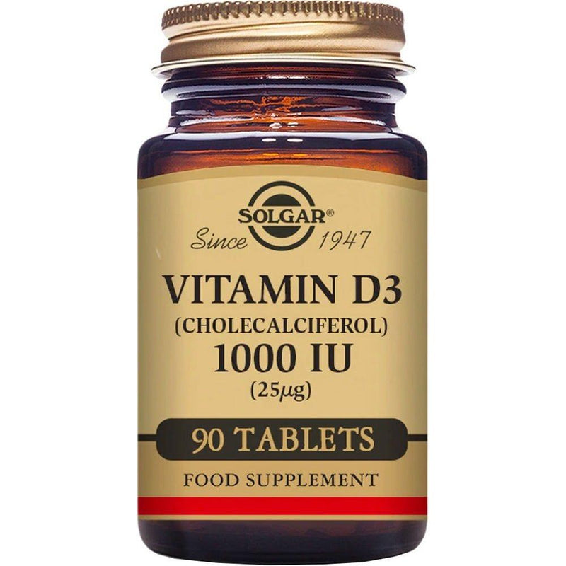 SOLGAR Solgar Vitamin D3 (Cholecalciferol) 1000 IU 90 Tablets Vitamin D3 Supplement Dark Khaki