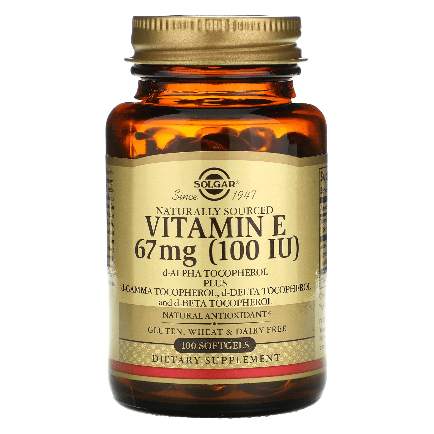 SOLGAR Solgar Vitamin E 67 mg (100 IU) 100 Softgels Vitamin E Supplement Tan