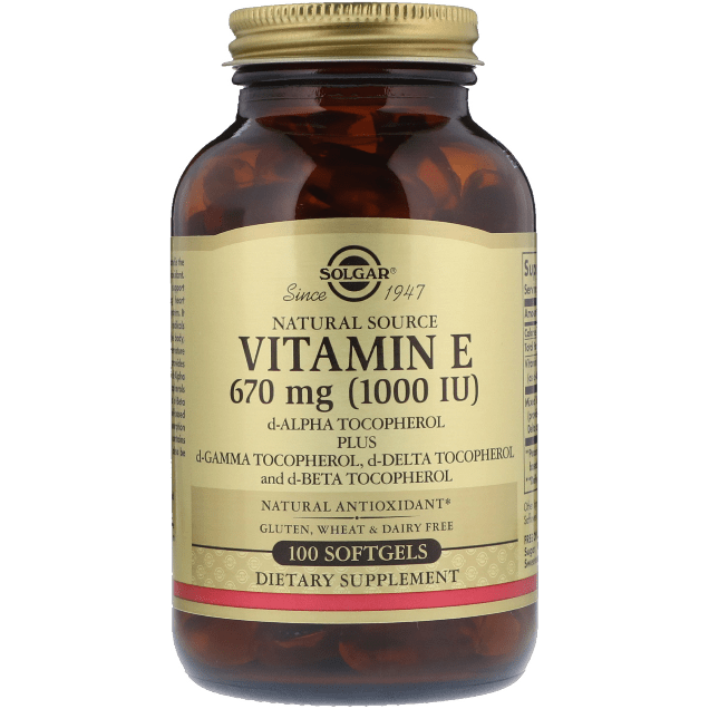 SOLGAR Solgar Vitamin E 670 mg (1000 IU) 100 Vegetarian Softgels Vitamin E Supplement Tan