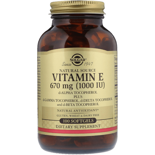 SOLGAR Solgar Vitamin E 670 mg (1000 IU) 100 Vegetarian Softgels Vitamin E Supplement Tan