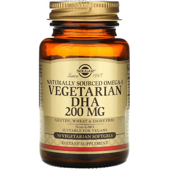 SOLGAR Solgar Omega-3 Vegetarian DHA 200 mg 50 Vegetarian Softgels Vegetarian Softgels Tan