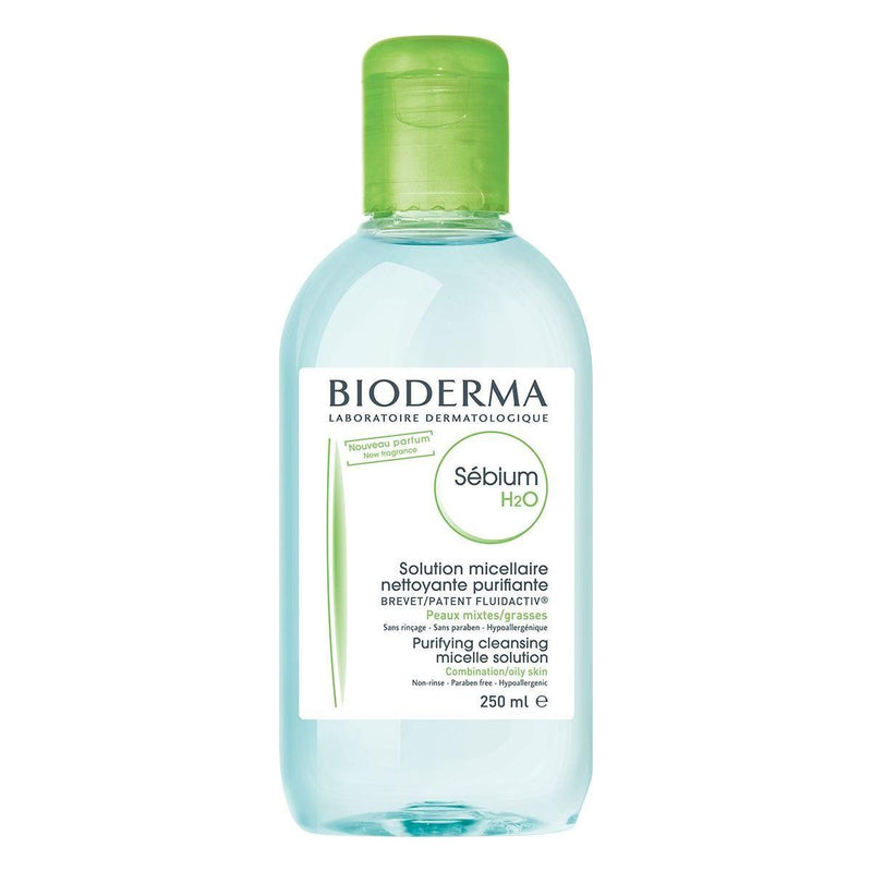 Bioderma Bioderma Sebium H2O Cleansing Solution for Oily or Combination Skin 250 Ml Skin Cleanser Light Gray