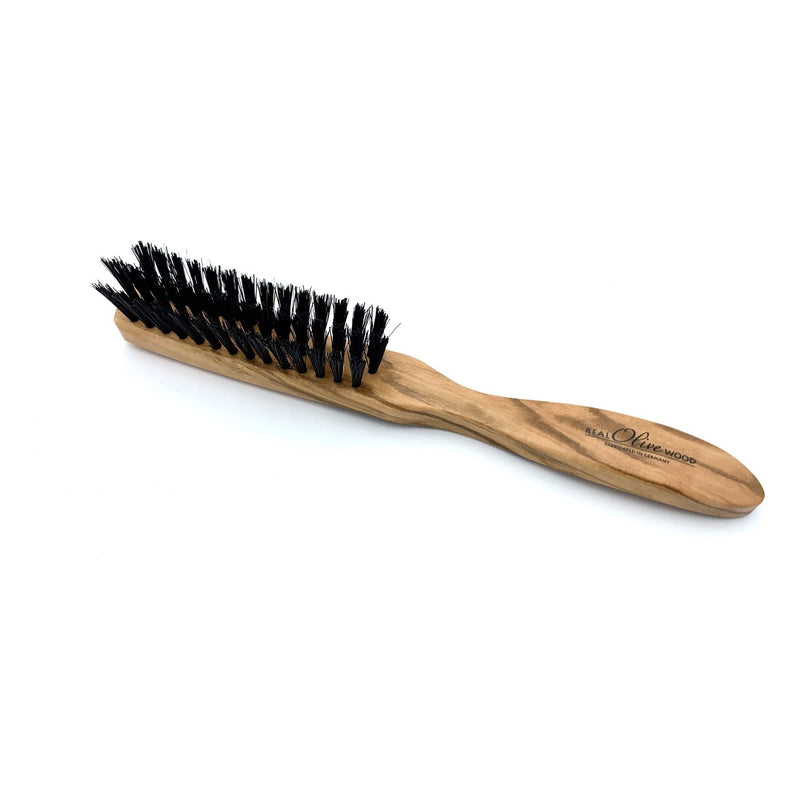 Dural Dural Hair Brush 3 Rows Olive Wood Boar Bristles Hair Brush Rosy Brown